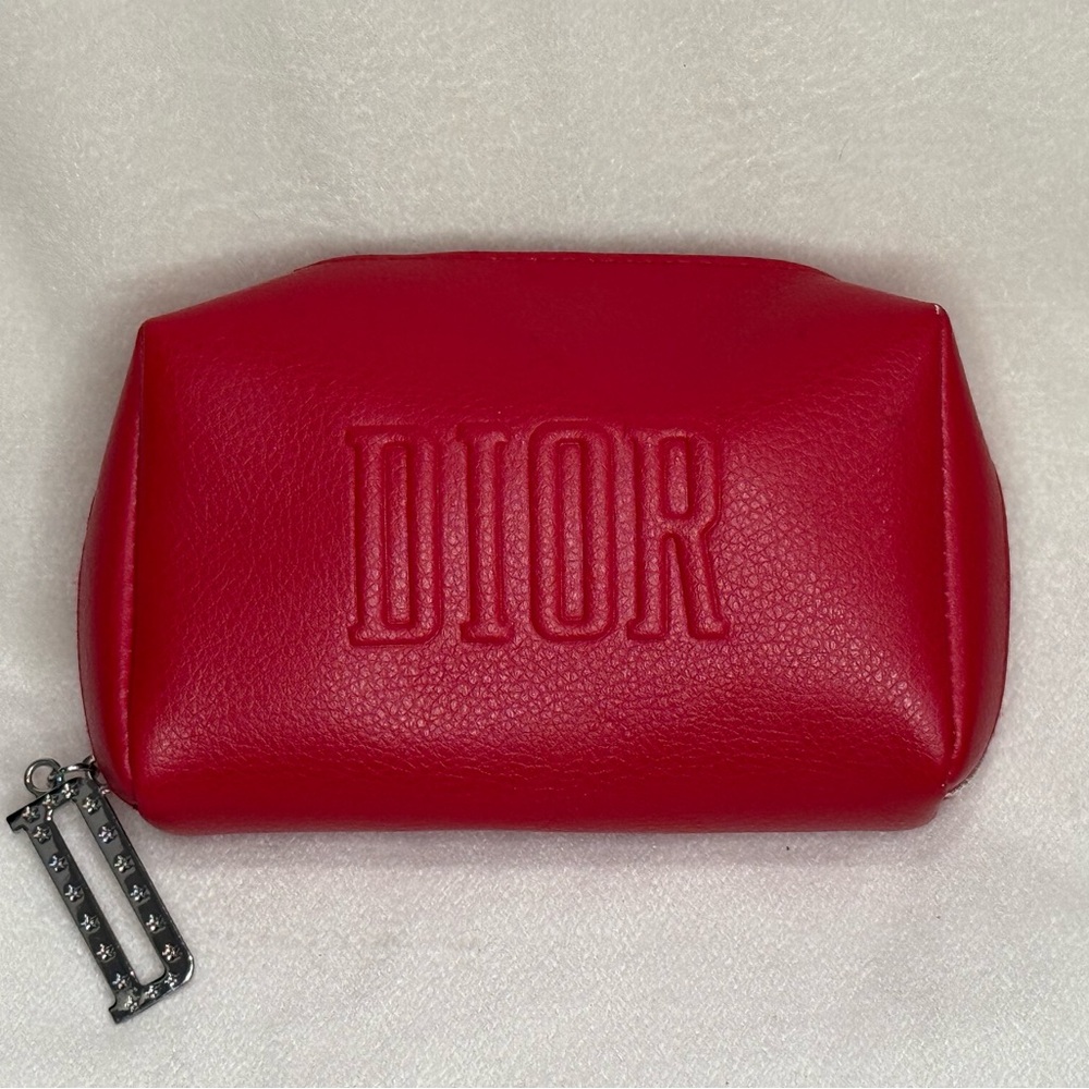 Dior Vibrant Red Leather Cosmetic Bag